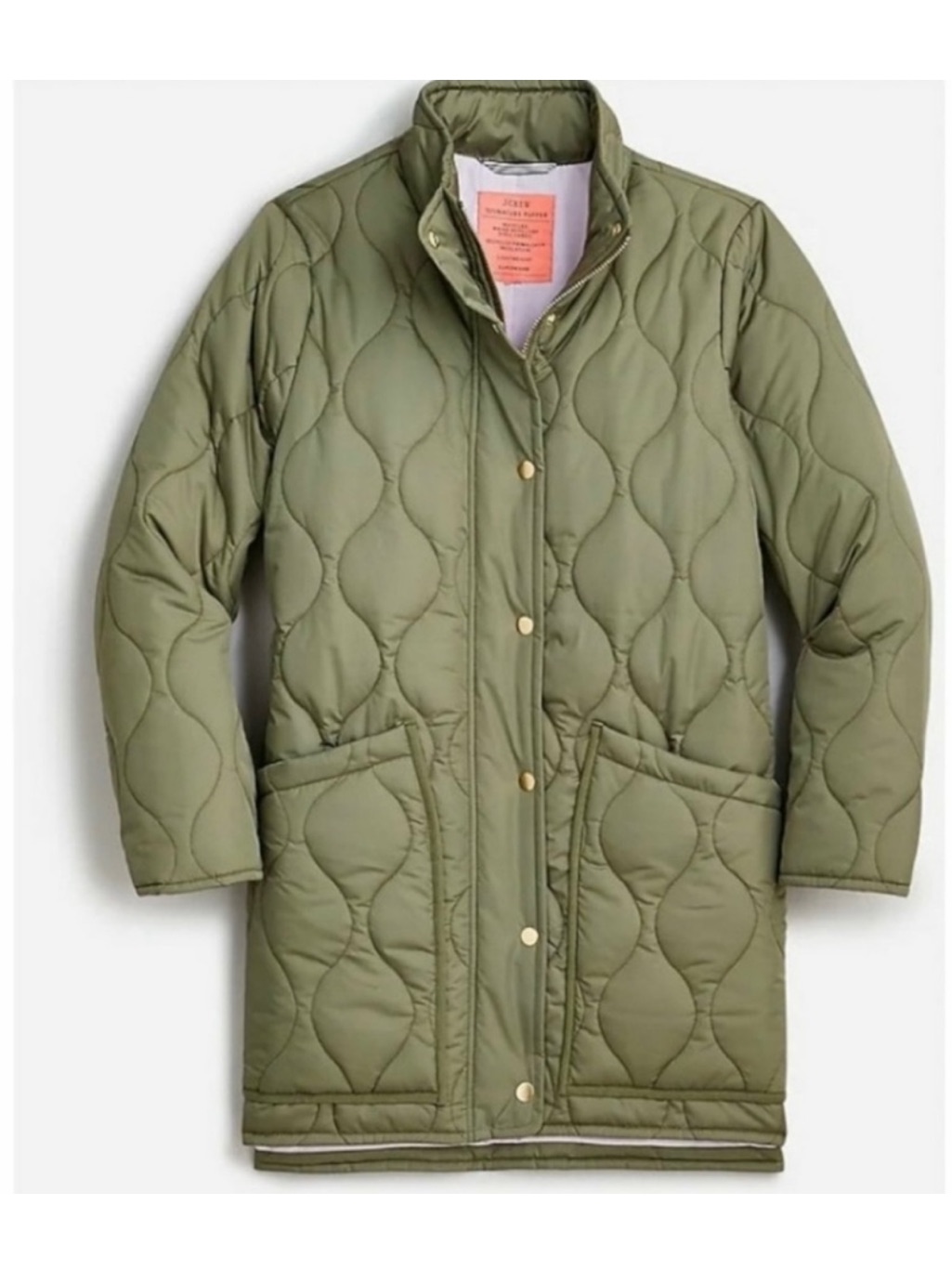 J Crew Quilted Signature Puffer Coat, Small Petite